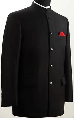 Mens Black Nehru Grandad Collar Suit Ideal For Weddings  • £74.39