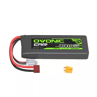Ovonic 100C 11.1V 8000mAh 3S LiPo Battery For 1/8 1/10 Traxxax Car Deans & XT60 • $75.64