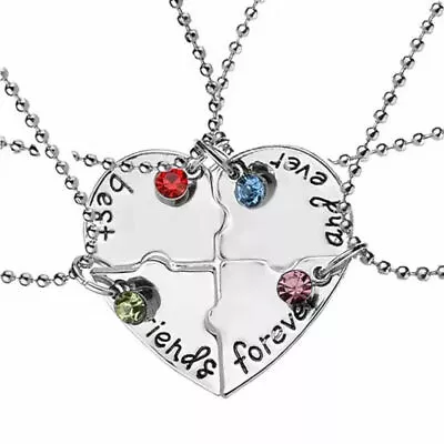 £3.99 • Buy 4pcs Best Friends Forever Necklace Friendship BFF Crystal Broken Heart Puzzle