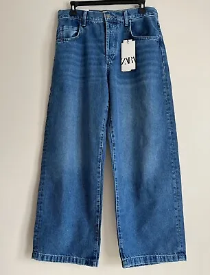 Zara Women’s The Mid Length Culotte Jeans In BLUE Size (4-6) New With Tags • $35.99