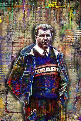 MIKE DITKA Poster CHICAGO BEARS COACH Tribute Pop Art Print Free Ship US • $15.99