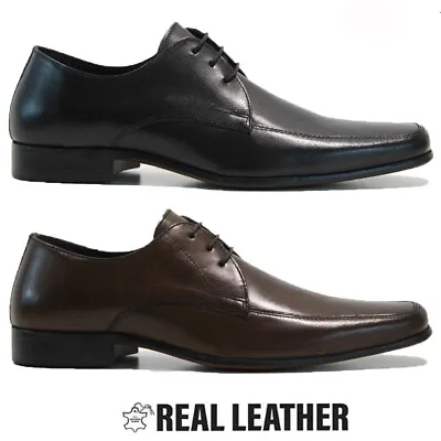 Mens Leather Lace Up Casual Office Work Smart Formal Oxford Brogue Shoes Size • £19.95