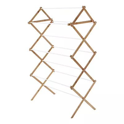 Bamboo Laundry Drying Rack For Clothes Wood Clothing Dryer Extreme Stability • $17.86