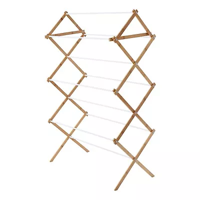 Space-Saving Collapsible Bamboo Laundry Drying Rack • $13.40