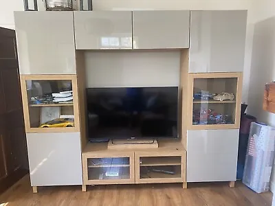 Ikea Besta TV Storage Combination / Glass Doors Cabinet • £375