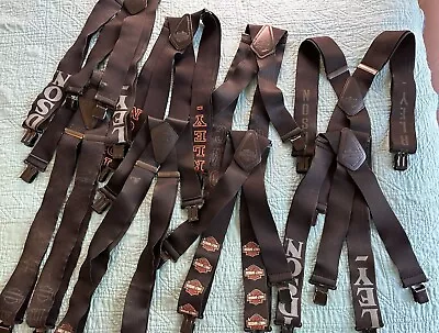 Lot 8 Harley Davidson Motorcycles Biker Mens Suspenders One Size Wide Black READ • $200