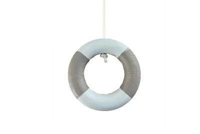Nautical Taupe / Beige & White Wooden Life Ring Light Pull With Cord & Connector • £4.95
