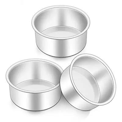 Onader 4 Inch Cake Tin Stainless Steel Layer Cake Pans Set Of 3 Mini Round • £11.99