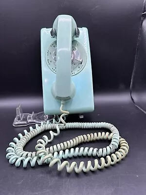 Vintage Bell System Western Electric Wall Phone Rotary Dial Turquoise Blue • $38