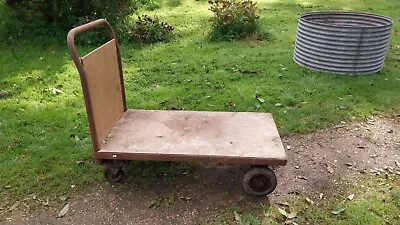 Antique Industrial Railway Platform Trolley • £90