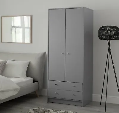 Malibu 2 Door 2 Drawer Wardrobe - Grey • £140.99