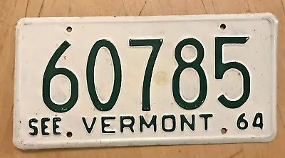 1964 See Vermont Auto Passenger License Plate   60785   Vt  64 All Original • $19.99