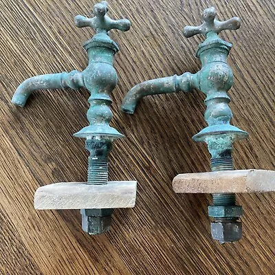 Antique Vintage Nickel Plated Brass Separate Hot Cold Sink Faucets McDonald? • $48