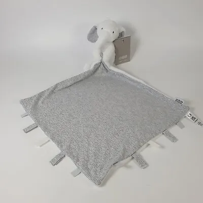 Mamas & Papas Elephant Comforter Archie Baby Blanket  Grey Stripes BNWT Soother • £14.41