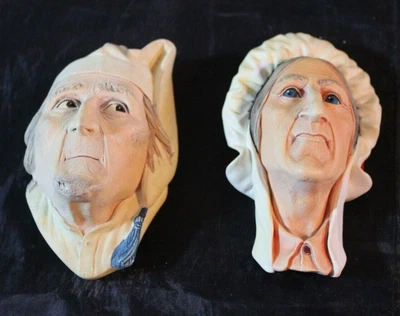 $15 • Buy VINTAGE BOSSON CHALKWARE HANGING HEAD - SCROOGE Plus BETSY TROTWOOD