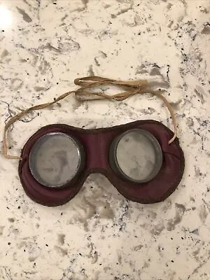 Vintage Leather Aviation Goggles - Motorcycle Auto Car • $55