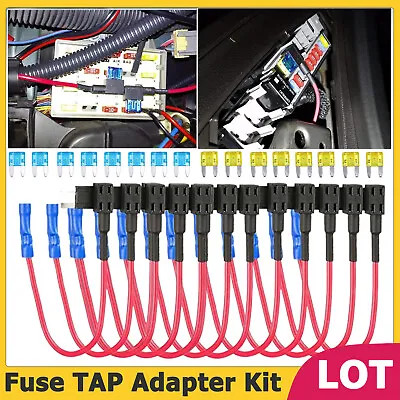 Lot 12V Car Add-a-Circuit Fuse Tap Adapter Kits Circuit Mini ATM APM Blade Fuse • $6.87