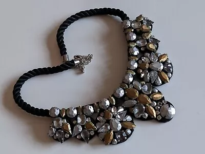 Marks And Spencer M&S Gold / Silver Tone Rhinestone Bib Necklace • £5.99