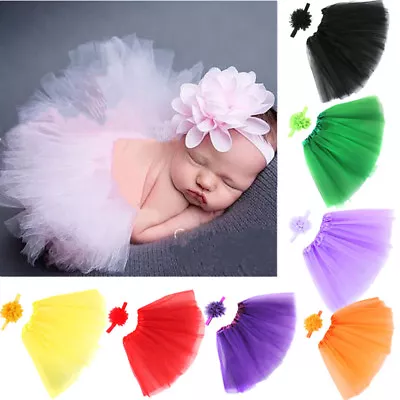 Newborn Baby Girls Tutu Skirt & Headband Boutique Photoshoot Prop Outfit@@ • £3.09