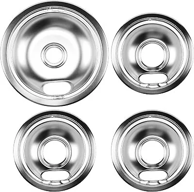 Chrome Range Burner Drip Bowl Set For Whirl-pool W10196405*1 And W10196406*3 • $18.18