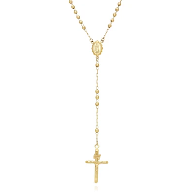 $369.55 • Buy 10K Gold 3mm Diamond-Cut Beads Rosary Chain Necklace 18 -20 