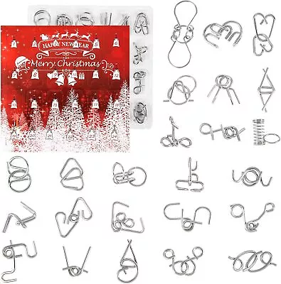 24pcs Metal Puzzle Wire IQ Mind Brain Kids Adults Stress Reliever Toy Xmas Gifts • $2.95