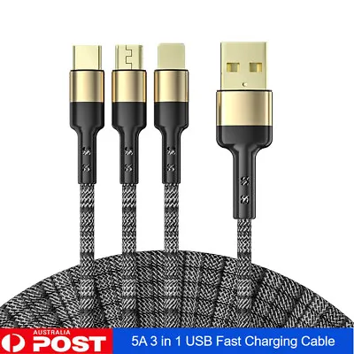 $6.99 • Buy 5A 3 In 1 Multi Charging Cable Cable Fast Charging Cord With Type C Micro USB