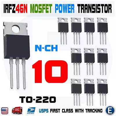 10pcs IRFZ46N IRFZ46 Power MOSFET Transistor HEXFET 53A 55V Fast Switching IR • $8.87