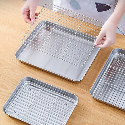 1 Set Of Stainless Steel Grill Plate With Mesh Rack Multi-Function Baking Pan • $21