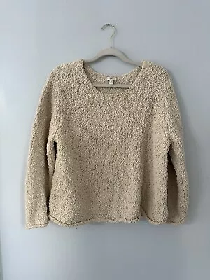 J. Jill Womens LP Cream Color Long Sleeve Teddy Bear Sweater Cozy • $22