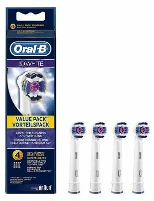 $40.02 • Buy Braun Oral B 3D White Replacement Electric Toothbrush Heads 4 Or 8 NEW