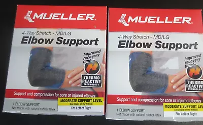 Mueller 4-Way Stretch Premium Knit Elbow Support Med/Large - 2 Boxes • $24.99