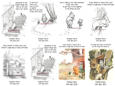£2.75 • Buy Personalised 5x7 Winnie The Pooh Sketch Prints - Nursery * Christening* New Baby