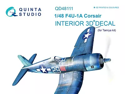 Quinta Studio QD48111 3D Interior Decal For F4U-1A  Corsair  (Tamiya Kits) 1/48 • $10