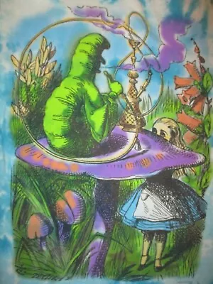 TIE DYE ALICE IN WONDERLAND T SHIRT Caterpillar Smoking Hookah Adult MEDIUM • $19.99