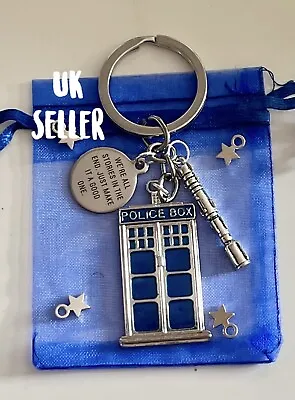 DOCTOR DR WHO GIFT LARGE TARDIS Police Box Sonic Screwdriver KEYCHAIN KEYRING • £7.50