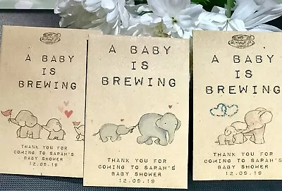 20 X Personalised Tea Bag Packets Baby Shower Favour Baby Is Brewing Gift • £7.50