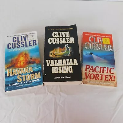 Lot Of 3 Clive Cussler Dirk Pit PB Valhalla Rising Havana Storm Pacific Vortex • $12