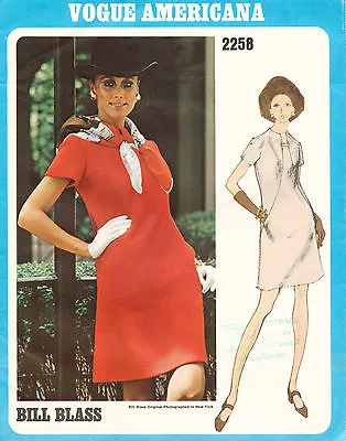 1960's VOGUE AMERICANA Misses' Dress By Bill Blass Pattern 2258 Size 12 UNCUT • $34.99