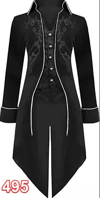 SIAEAMRG Medieval Steampunk Tailcoat Halloween Costume For Men Gothic Jackets XL • $37.49