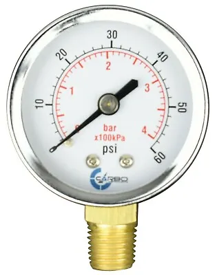 2  Pressure Gauge - Chrome Plated Steel Case 1/4  NPT Lower Mnt. 60 PSI • $8.95