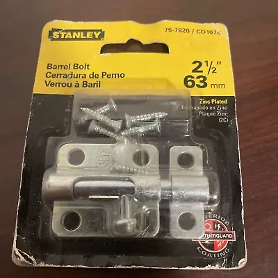 NEW Stanley 75-7820 2-1/2  Barrel Bolt Zinc Plated Steel  *FREE SHIPPING* • $6.99