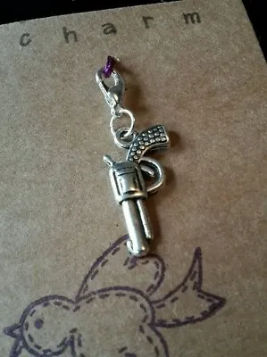 Clip On Charm Gun Pistol For Bracelet Keyring Purse Bag Zip • £2.25