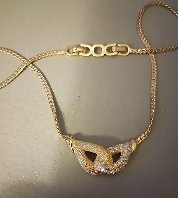 Vintage Christian Dior Gold Tone & Rhinestone Necklace. 16  • £41.79