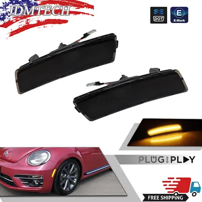 2PCS Smoked Lens Amber LED Bumper Side Marker Light For 12-19 VW  Beetle Tiguan • $22.19