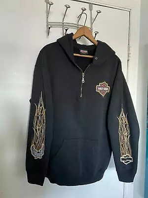 Vintage Harley Davidson Flame 1/4 Zip Up Hoodie • $120