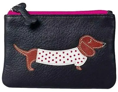 Coin Purse Dachshund Cute Sausage Dog Small Black Leather Money Pouch Ladies New • £13.59