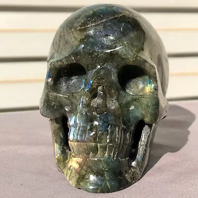 2.23lb Natural Labradorite Quartz Skull Crystal Hand Carved Skull Reiki Healing • $0.99