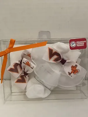 Virginia Tech Hokies NCAA Infant Gift Set (0-9) Months TuTu Lace Socks/Baby Bow • $9.95