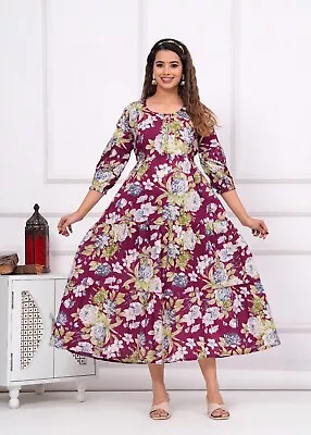 Cotton Flower Printed Baby Feeding Kurti Gown Night Dress For Pregnancy Gifts • $34.44